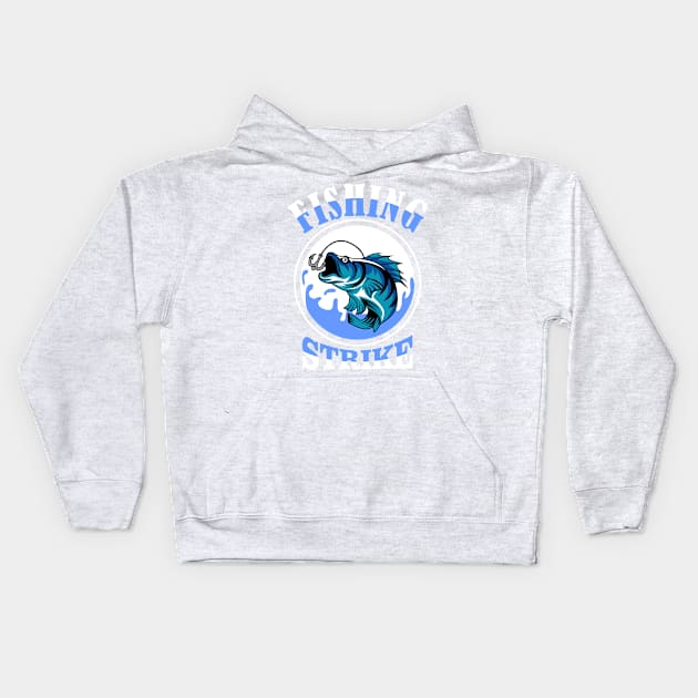 FISHING STRIKE BLUE Kids Hoodie by beanbeardy